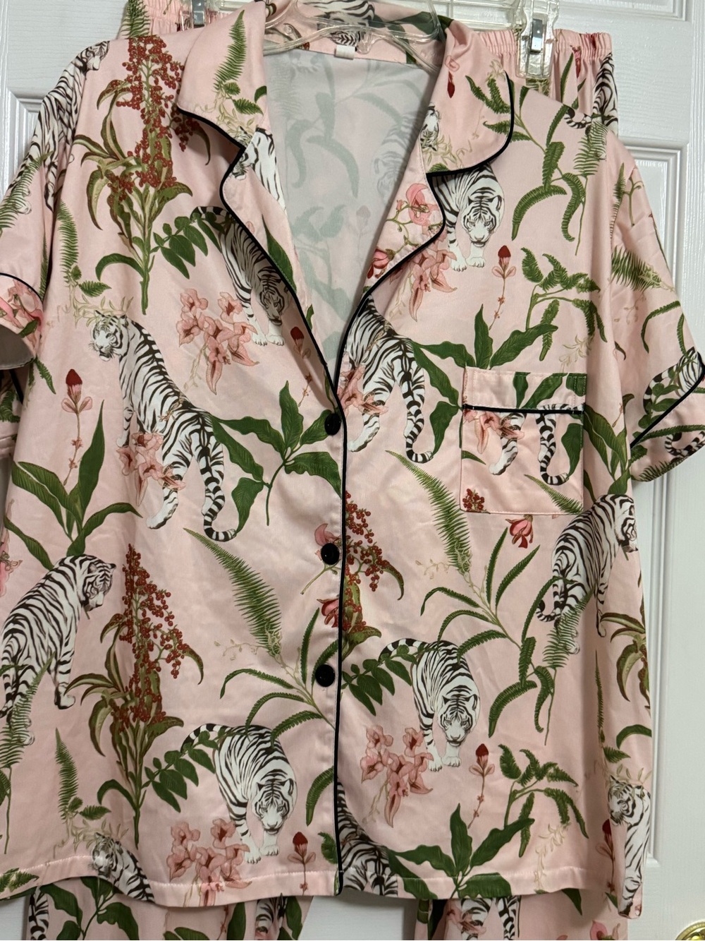 Family Pajamas Pink Tiger & Botanical Print Short-Sleeve Pajama Top